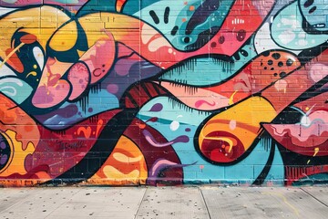 colorful graffiti art mural on urban wall showcasing artists unique style and creativity street photography