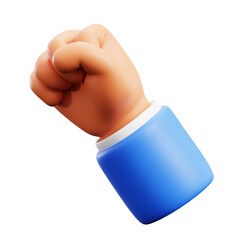 hand clenched finger fist power punch 3d icon illustration render design