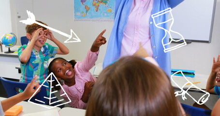 In school, diverse children are pointing and laughing