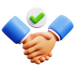 handshake for business corporation agreement and friendship gesture 3d icon illustration render design
