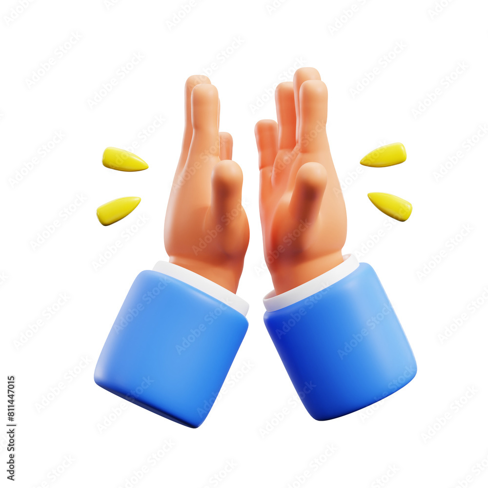 Poster highfive two hand clap for happy success congratulation gesture expression 3d icon illustration rend
