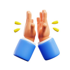 highfive two hand clap for happy success congratulation gesture expression 3d icon illustration render design