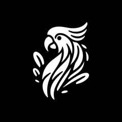 Obraz premium simple line cockatoo bird logo icon design vector in trendy minimal outline style, abstract silhouette line bird vector