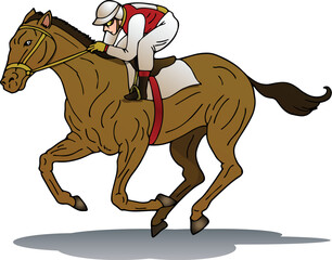 illustration of a horse racing on isolated white background