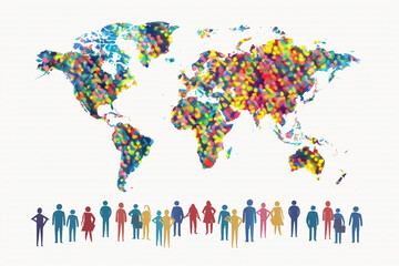 World Population Day clipart on a white background, highlighting international unity and population themes.
