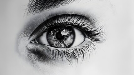 Highly Detailed Monochrome Close-Up Eye Image Showcases Intricate Anatomy and Expressive Realism