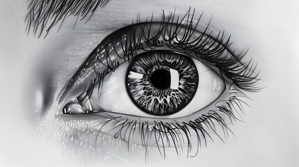 Obraz premium Monochrome Sketch of a Human Eye with Captivating Detail and Contrast