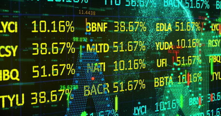 Image of data processing over globe