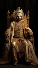 Ancient Hindu king on the throne