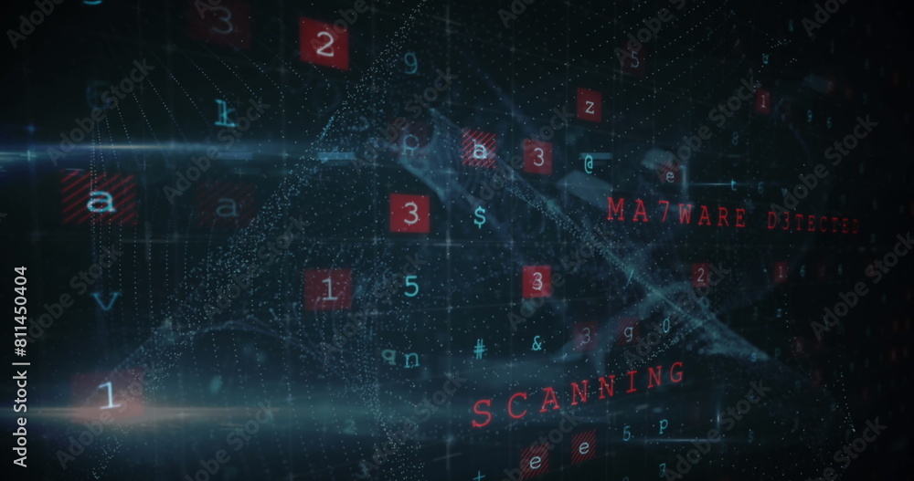 Poster image of cyberattack text, data processing over security padlock