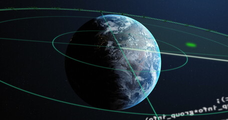 Image of computer data processing over globe