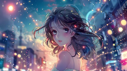 Anime Girl: A Beautiful Fusion of Tradition and Modernity AI generated Wallpaper Design