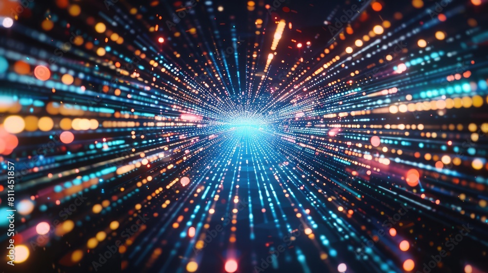 Poster high speed digital data network and particles in cyberspace future technology abstract concept