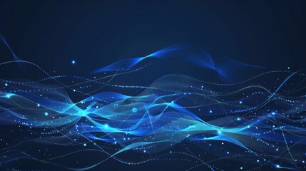 wave technology digital network abstract background, blue light digital effect concept