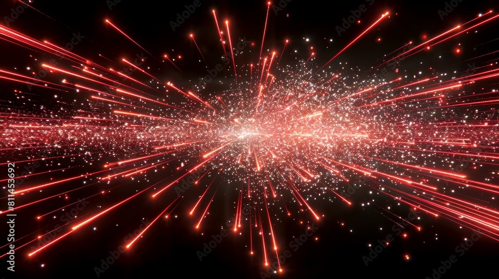 Poster glowing particle dots with colorful dots in abstract background, concept of light shining sparkling 