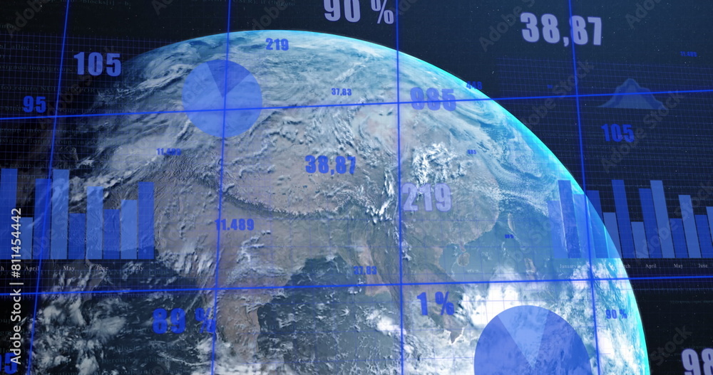 Poster image of digital data processing over globe