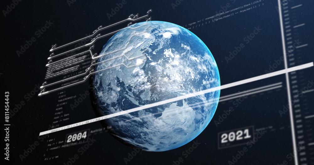 Aufkleber image of digital data processing over globe