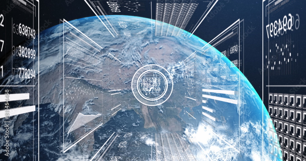 Aufkleber image of digital data processing over globe