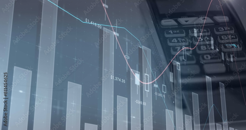 Poster image of statistics and data processing over paying terminal