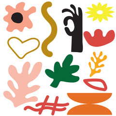 Colorful organic shape doodle collection in bright colors