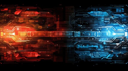 Obraz premium abstract cyber circuit future mother borad illustration technology concept with glowing color dots, board future scifi technology with line isolated in dark background