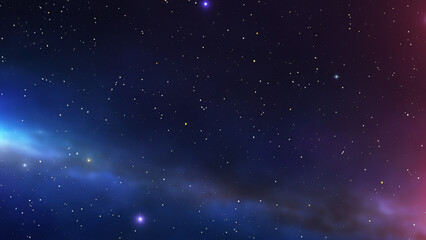 realistic Beautiful cosmic Outer Space background Wallpaper Illustration, panoramic. Generative Ai