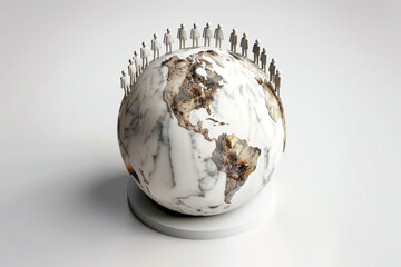 Design for World Population Day using marble aesthetics on a white backdrop.