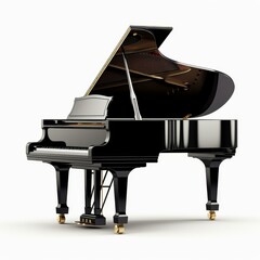 Elegant grand piano isolated on a pristine white background, Ai Generated.