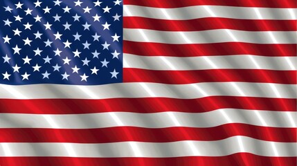 Fototapeta premium Patriotic American flag with metallic shimmer, perfect for clean stock image backgrounds, Ai Generated