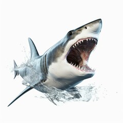Stunning K image of a shark in pristine ocean waters, isolated on white, Ai Generated