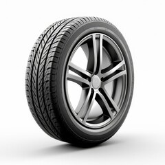 Obraz premium Pristine car tire showcased alone against a white backdrop, AI Generated.