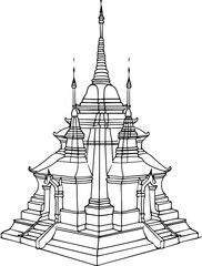 Thailand temple sketch drawing