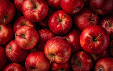 Pile of red apples in the background, top view, high resolution photography, high detail.