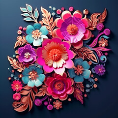 Beautiful 3d colorful flower