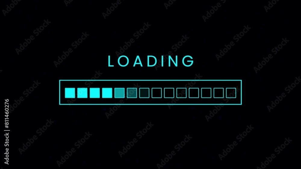 Aufkleber progress loading bar screen animation video effect on dark background