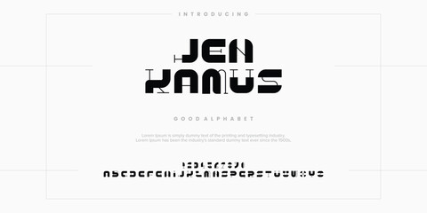 abstract lined minimal modern alphabet fonts. Typography technology vector illustration