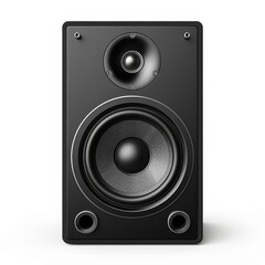 Fototapeta premium Black speaker isolated against a clean white background, Ai Generated