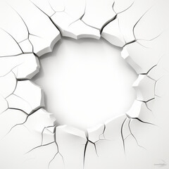 Description A realistic cracked hole perfect for custom text, isolated on a white background, Ai Generated
