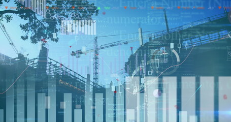 Image of data processing over cityscape