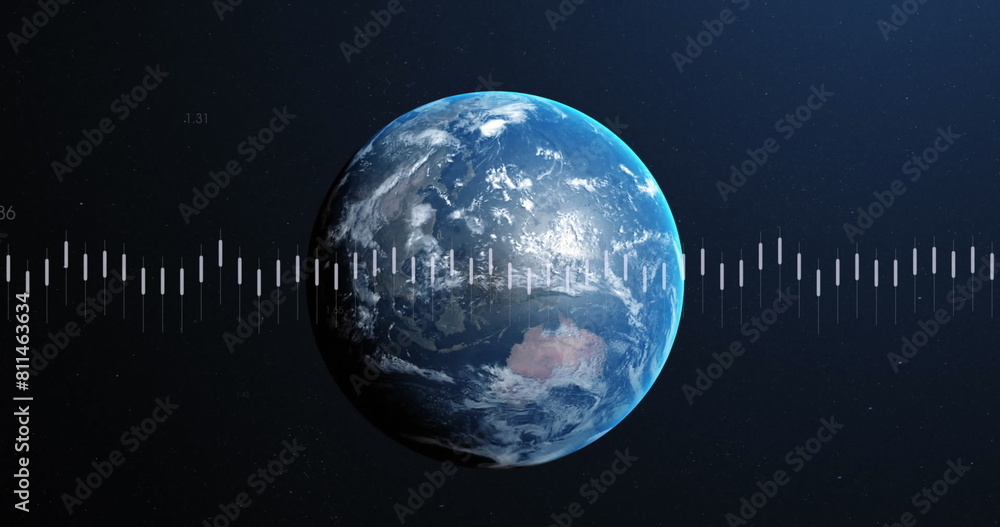 Aufkleber image of financial data processing over globe