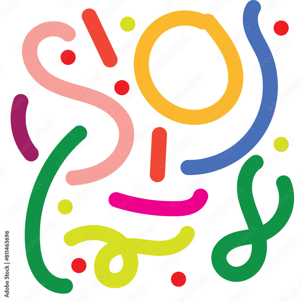 Poster fun colorful line doodle seamless pattern. creative minimalist style art background for children or 