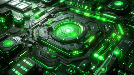 Fototapeta premium abstract cyber circuit future mother borad illustration technology concept with glowing color dots, board future scifi technology with line isolated in dark background