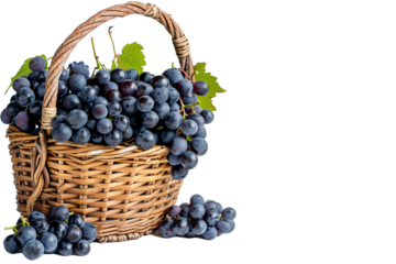 basket of grapes, transparant background, PNG file