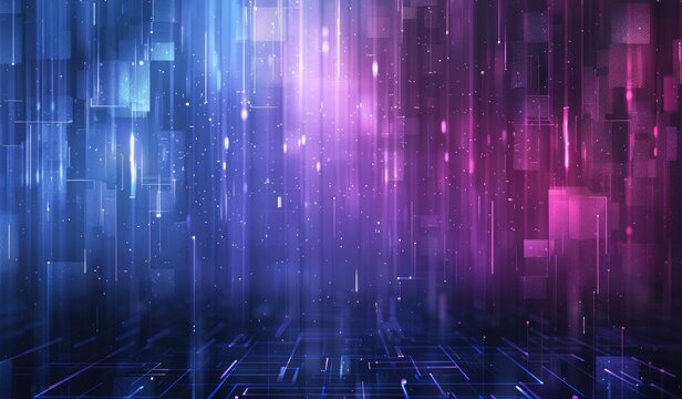 Technological patterns, with gradient blue and purple theme, abstract background, created with AI