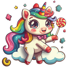 Naklejka premium Unicorn sticker, planner and scrapbook. Vector illustration