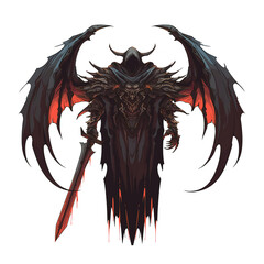 Illustration of devil with wings and sword