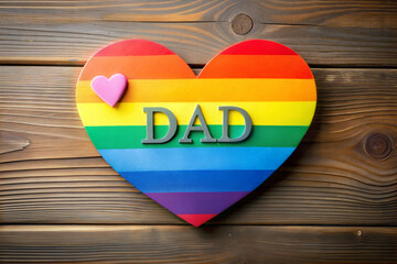 Colorful Rainbow Heart with "DAD" Lettering - A Vibrant Father's Day Tribute