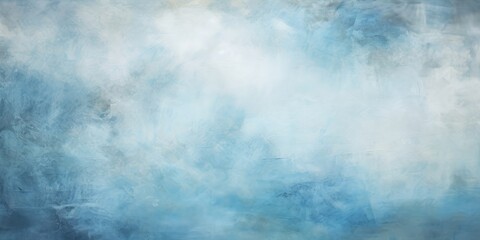 Abstract blue concrete wall art, digital print 1890, showcases ethereal cloudscapes, moody tonalism, fresco, loose paint application, and heavy impasto technique.