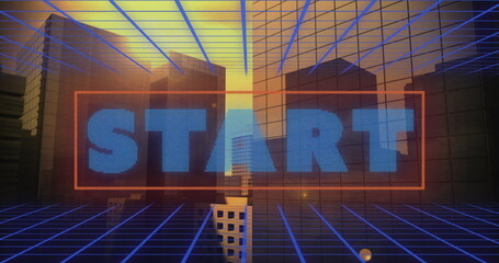 Image of start text over digital cityscape