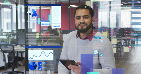 Image of data processing over biracial men